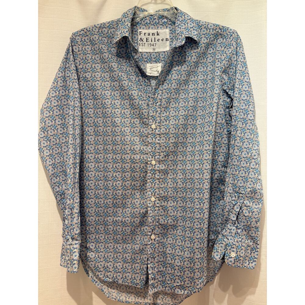 FRANK & EILEEN Women’s “Frank” Italian Cotton Button Up Mini Floral Pattern S